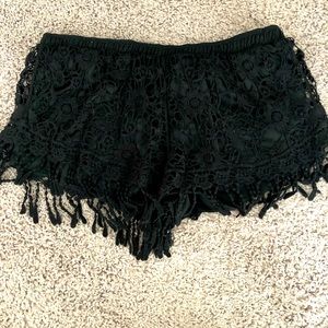 Black lace shorts